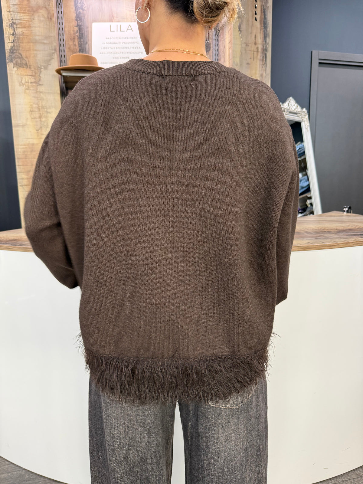Maglione Piume Moro Manica Lunga