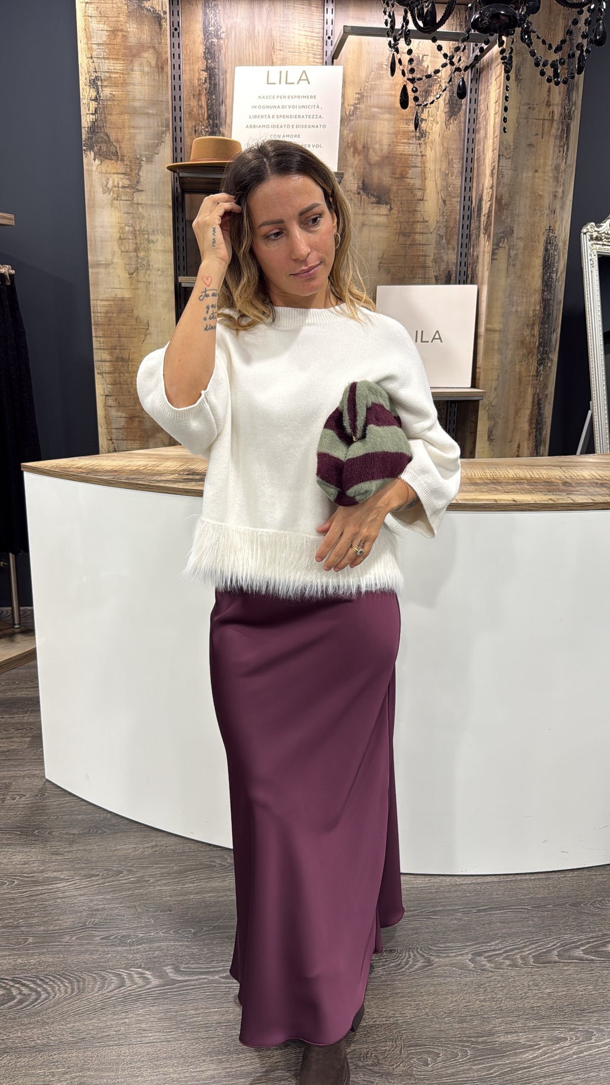 Maglione Bianco Piume
