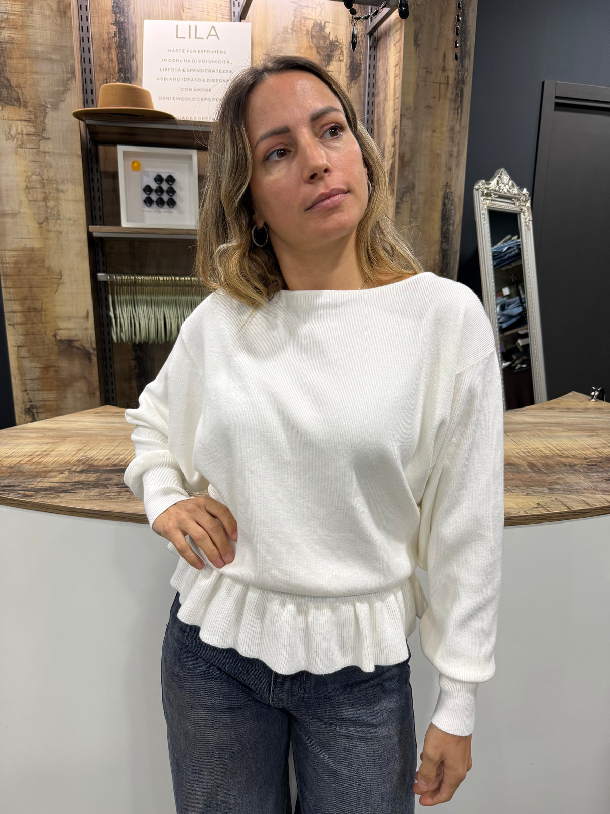 Maglioncino Rouches Bianco