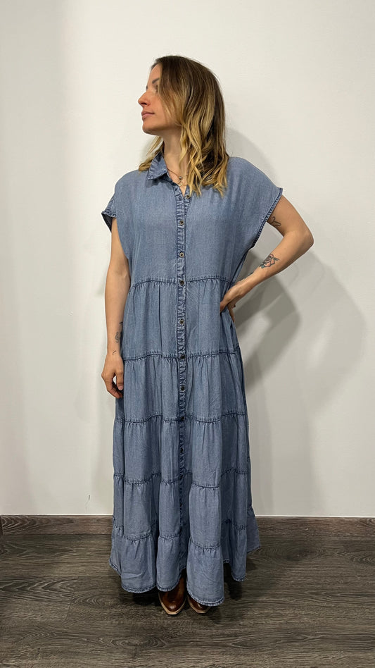 Abito Chemisier Balze in Denim Morbido Molly Bracken