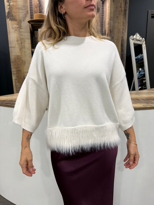 Maglione Bianco Piume
