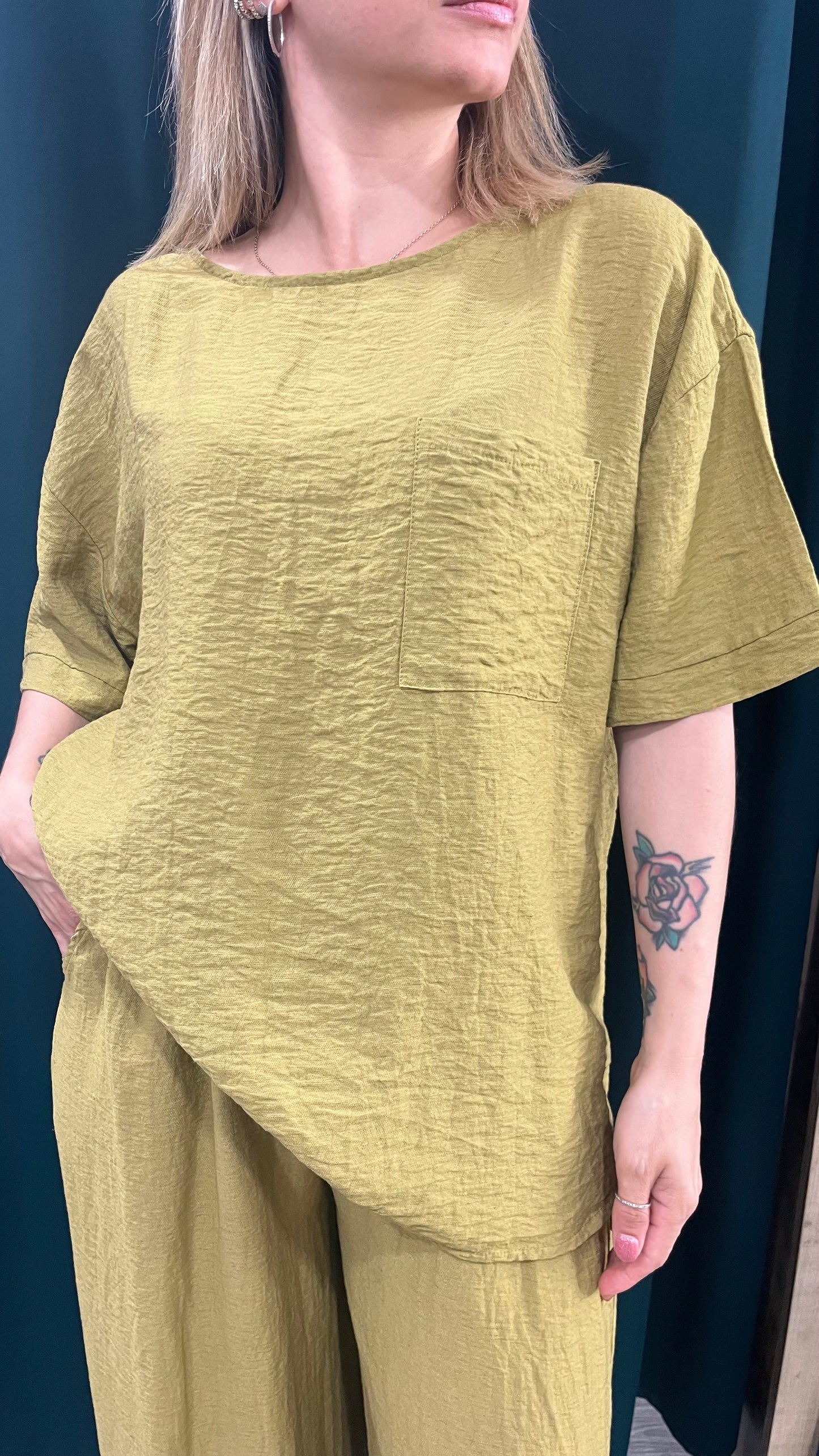 Maglia Oliva Taschina Coordinato Over