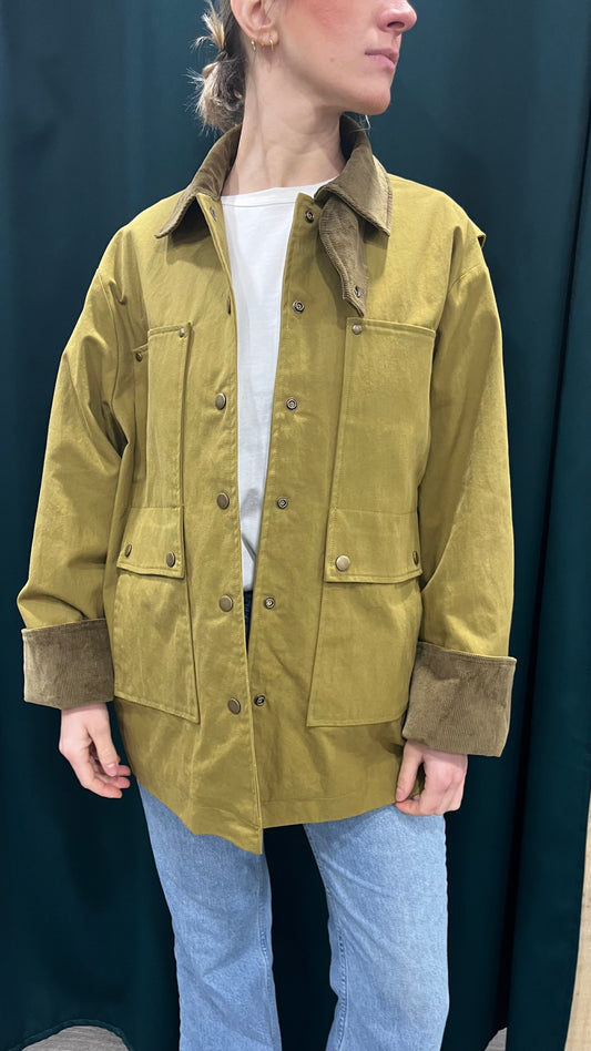 Trench Lumina con Dettagli in Velluto