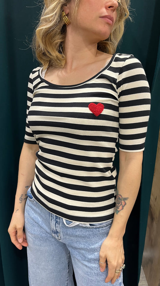 T-shirt righe Vicolo cuore