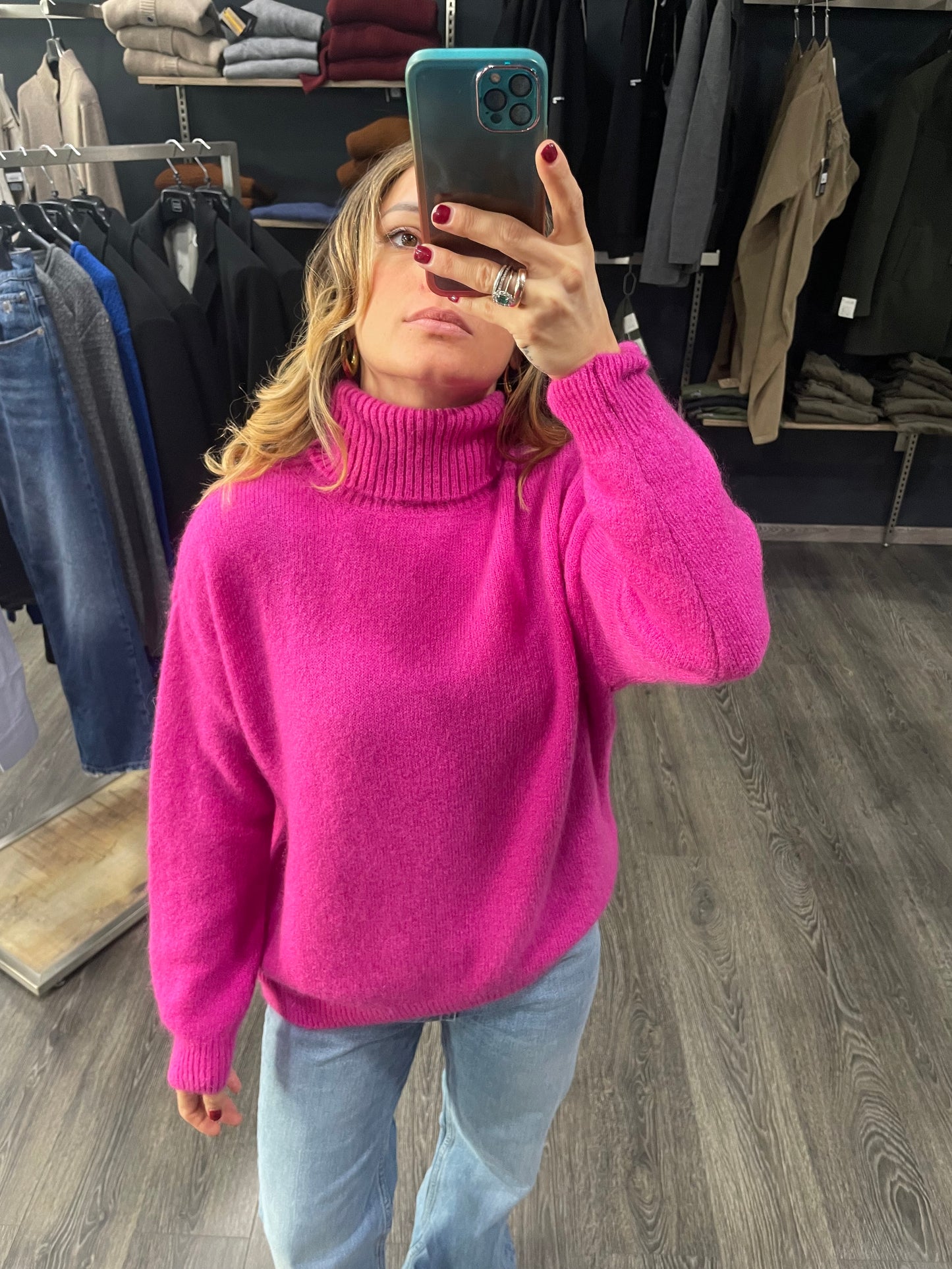 Dolcevita Fucsia Misto Lana e Mohair Oversize