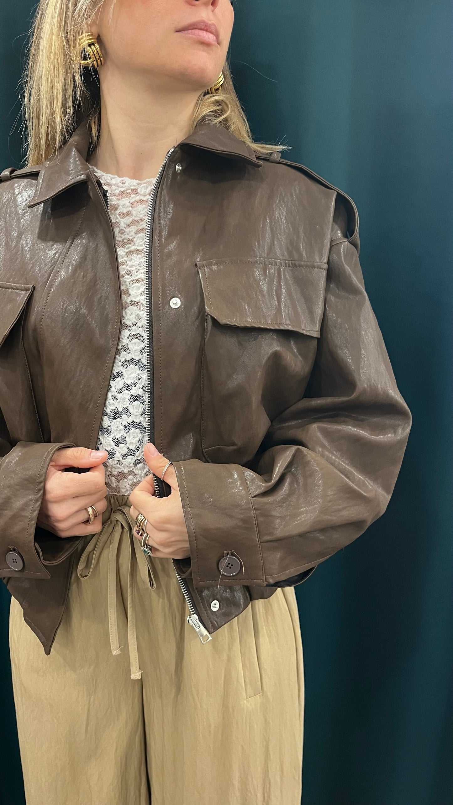 Giubbino Giacca Vicolo Eco Moro Oversize