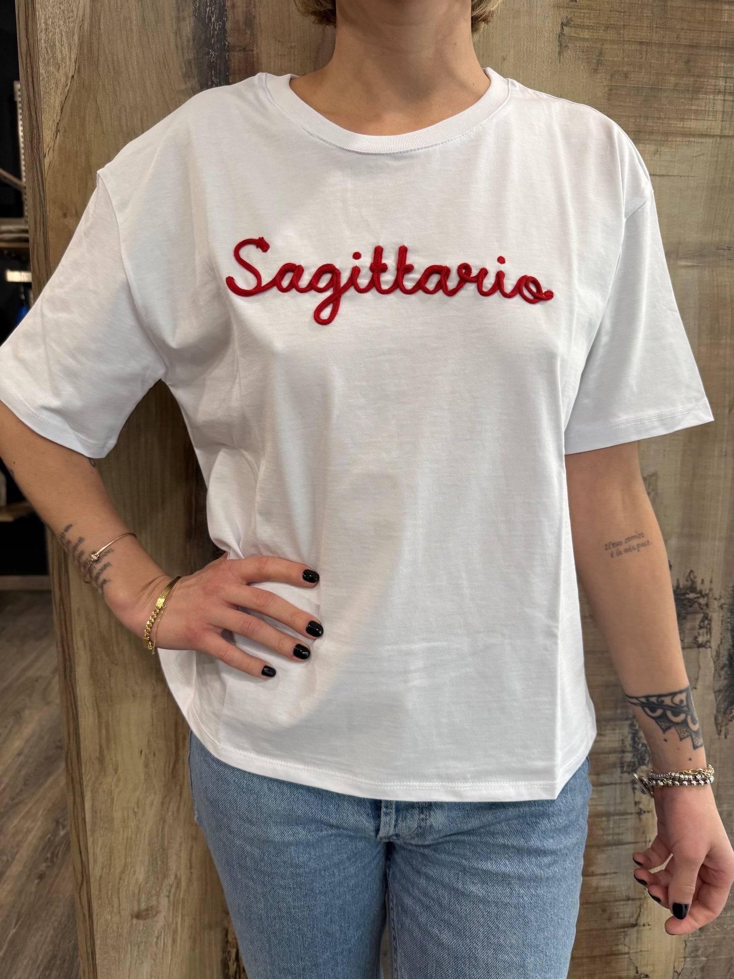 T-Shirt in Cotone con Segni Zodiacali