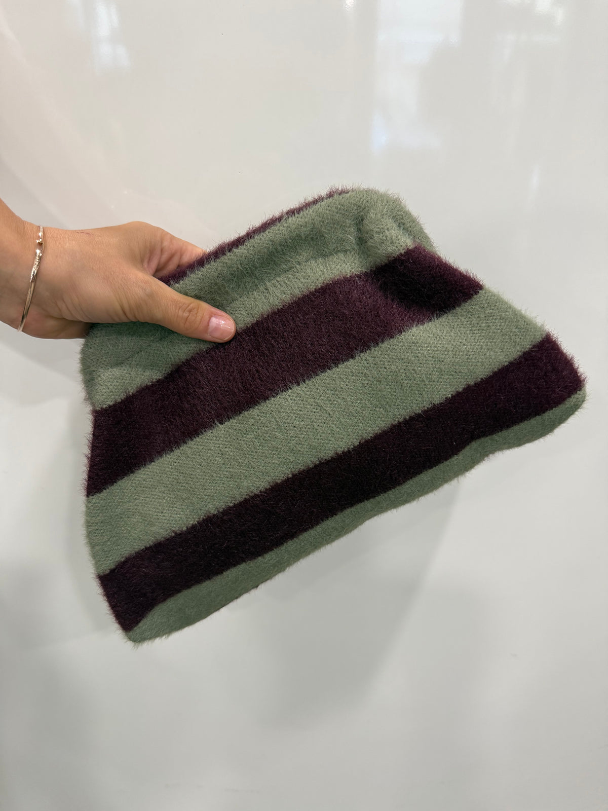 Borsa Pochette Fluffy a Righe