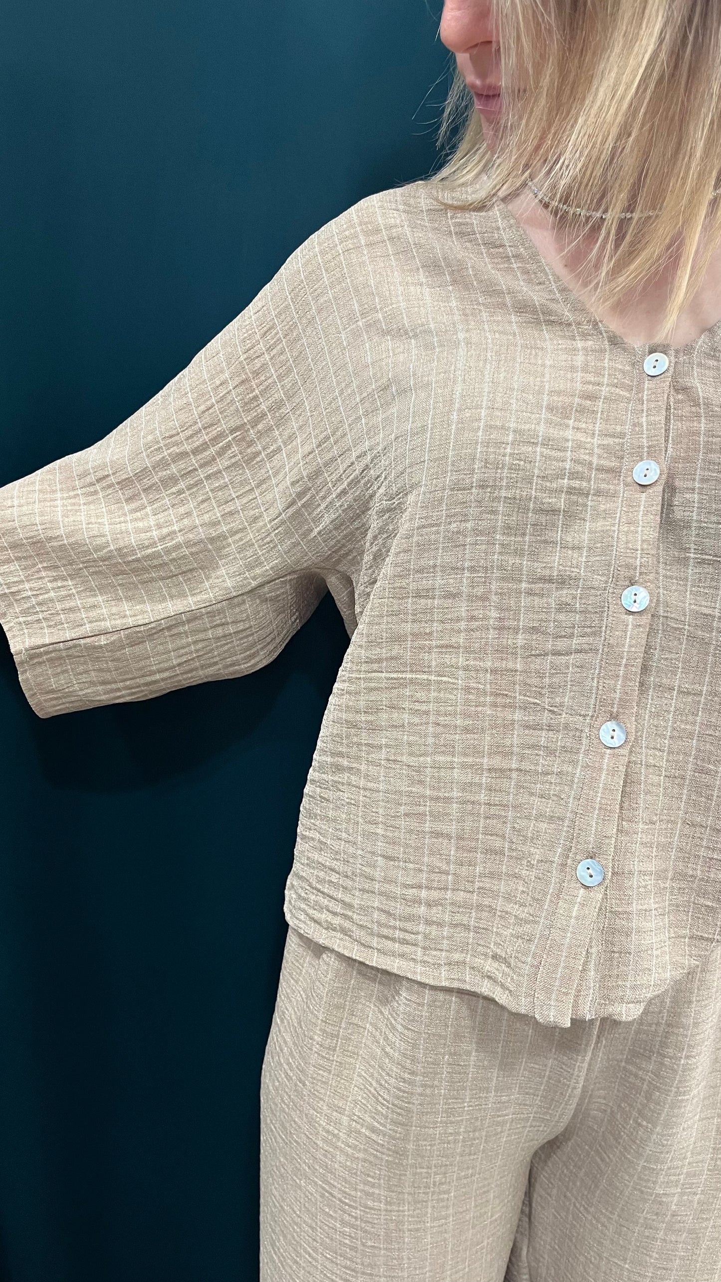 Camicia Lila Righe Kimono