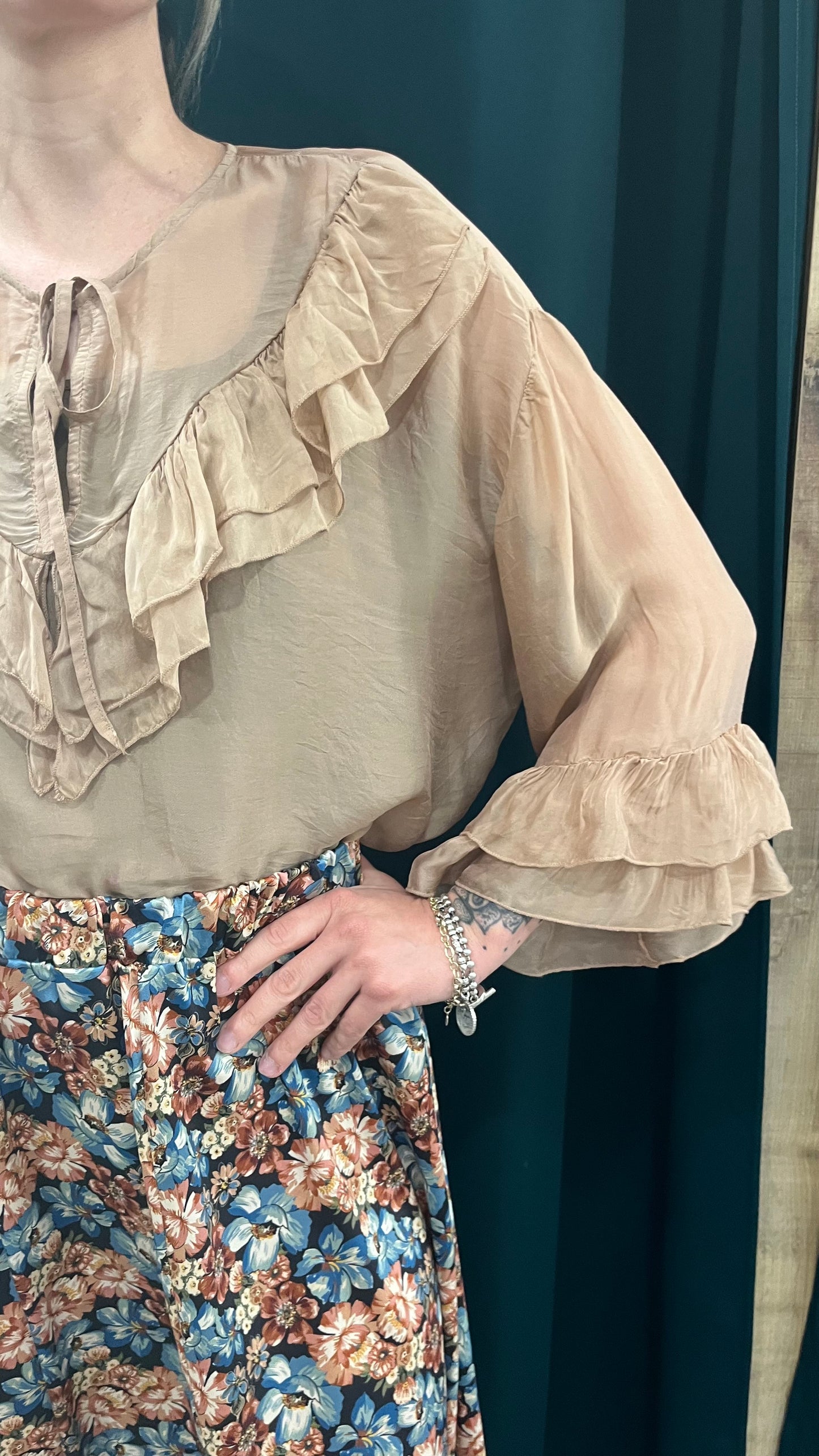 Camicia Rouches Viscosa e Seta