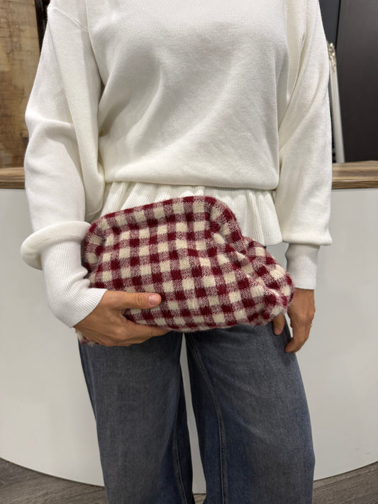 Borsa Pochette Fluffy Quadri