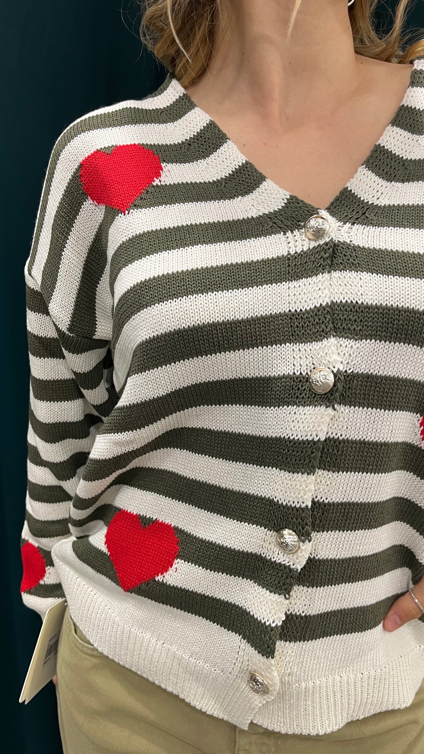 Cardigan Righe e Cuori