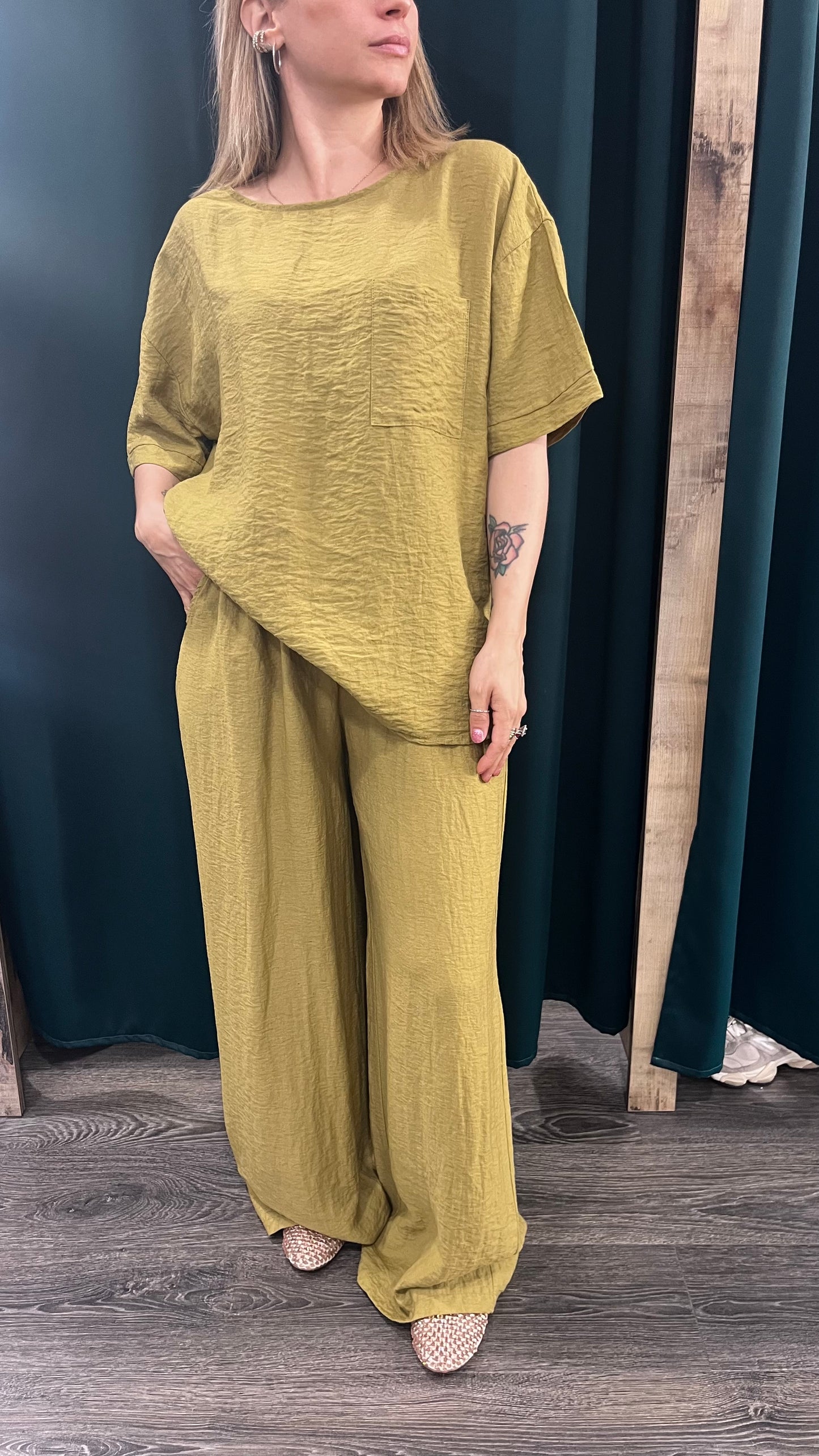 Maglia Oliva Taschina Coordinato Over