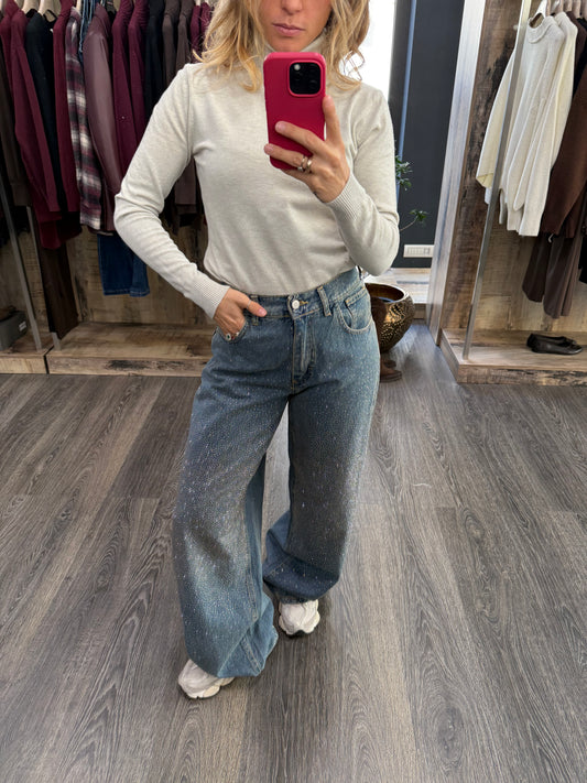 jeans Baggy con Strass