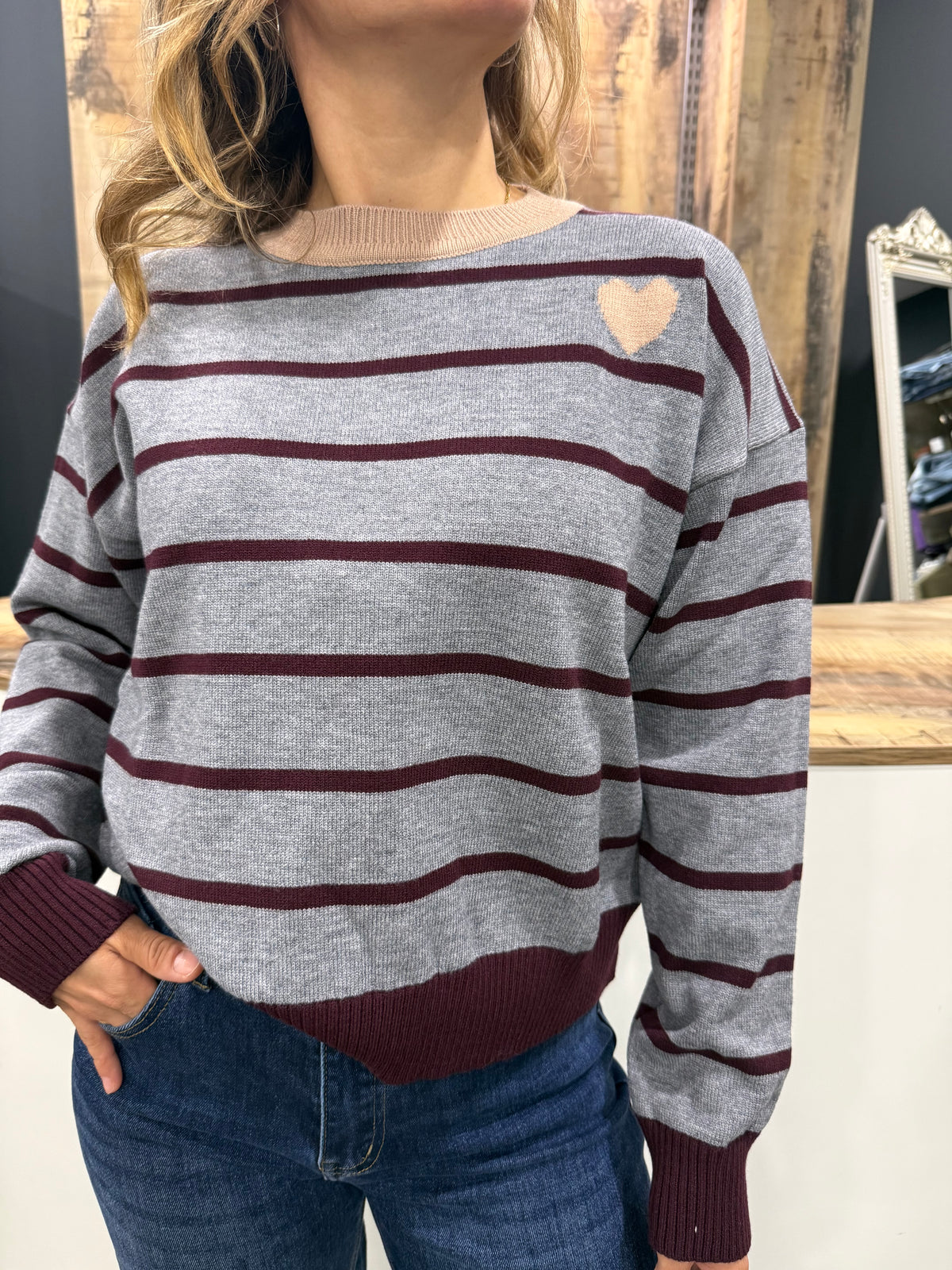 Maglione Duda Righe Cuore