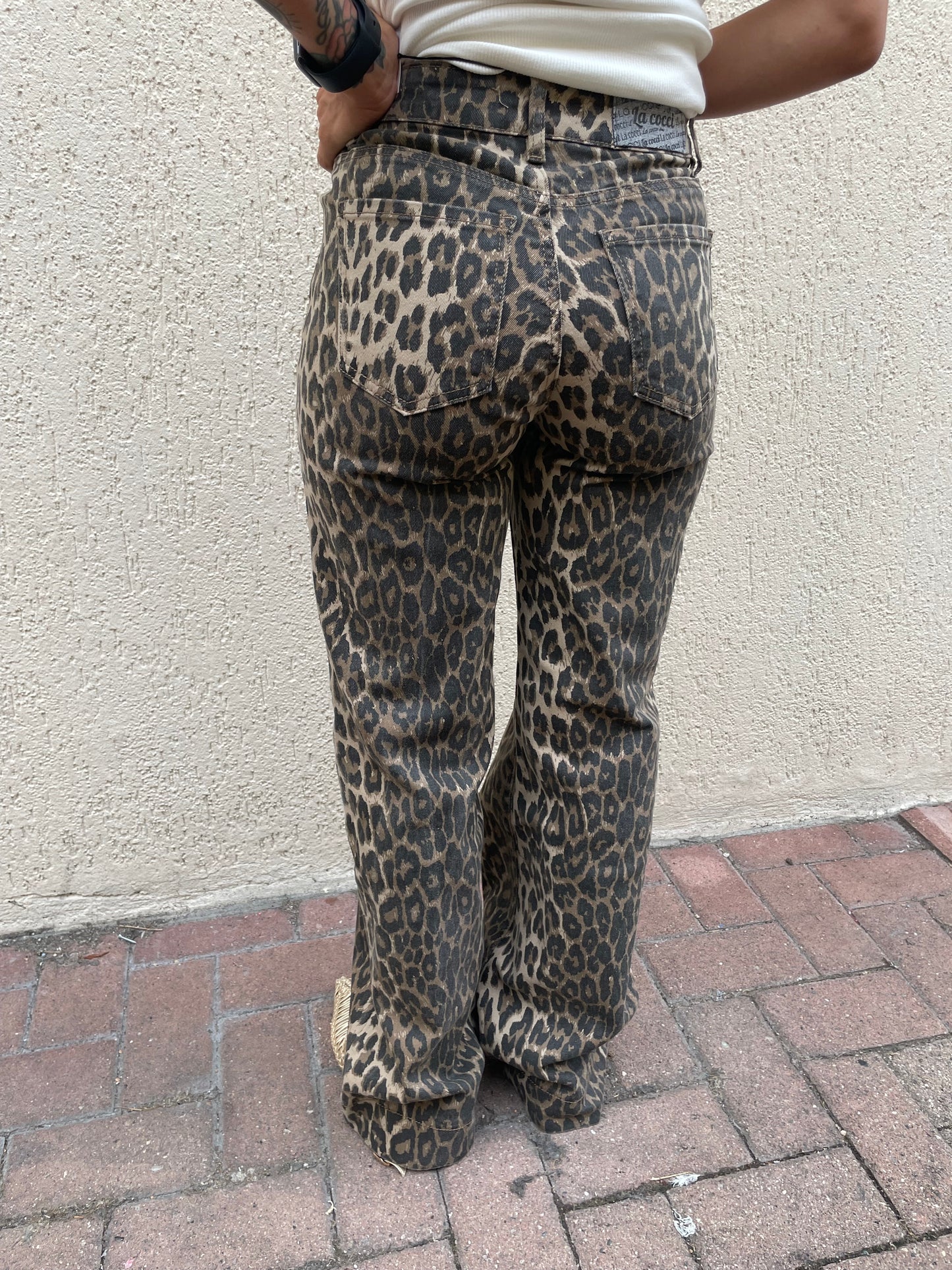 Jeans Leopardati Wide leg Vita Alta