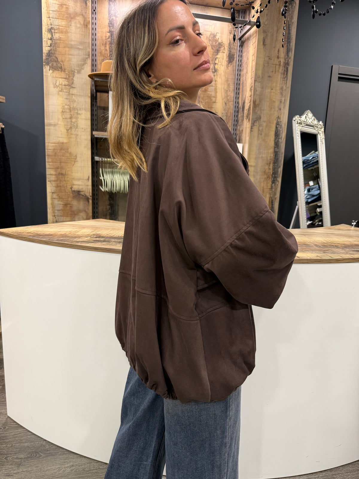 Giubbino in Suede Marrone