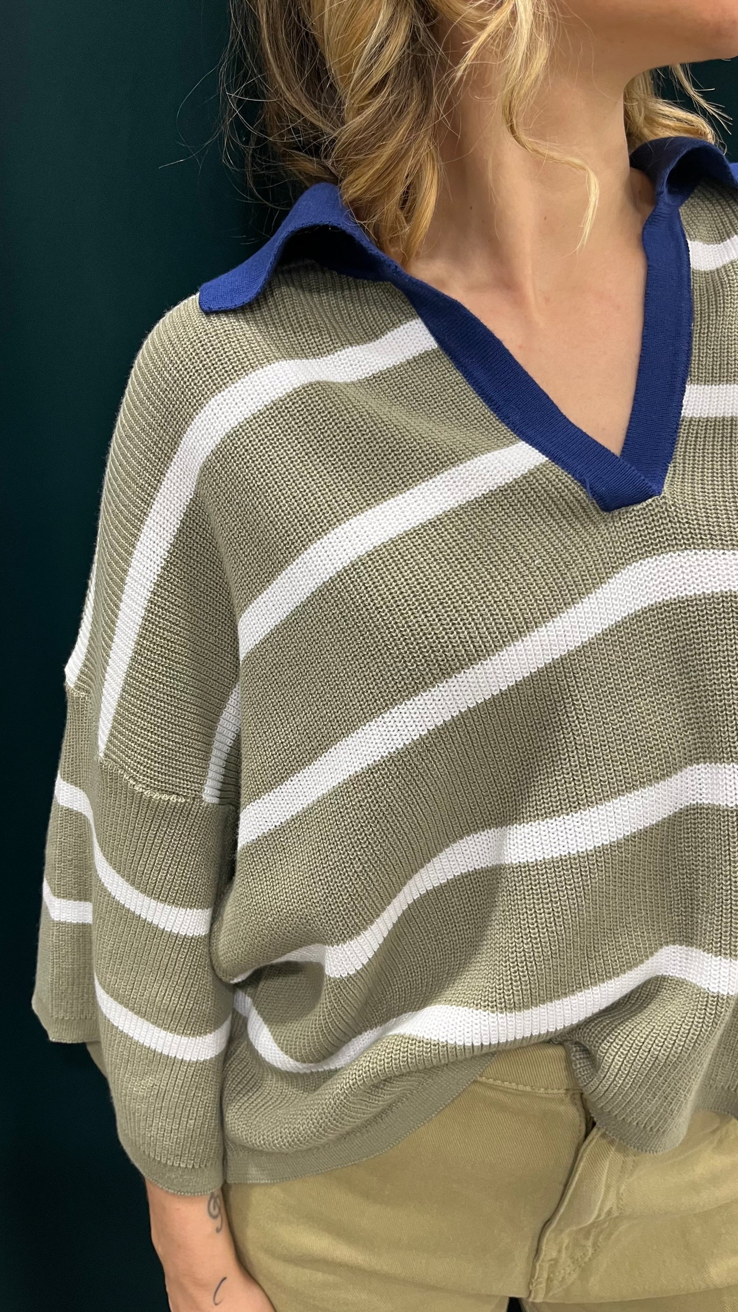 Polo Over Righe Manica 3/4