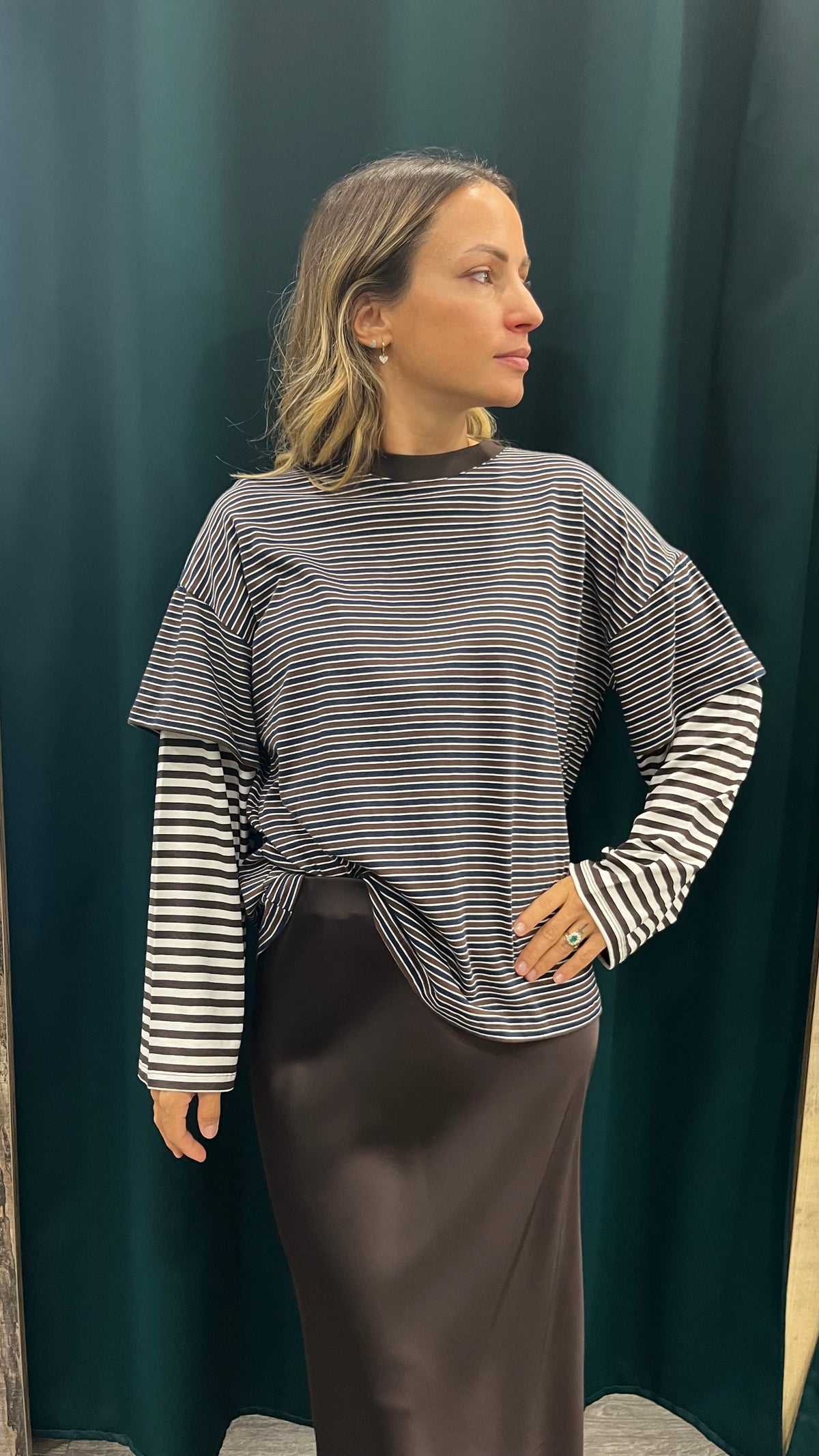 Maglia Vicolo Manica Lunga Righe Blu Moro