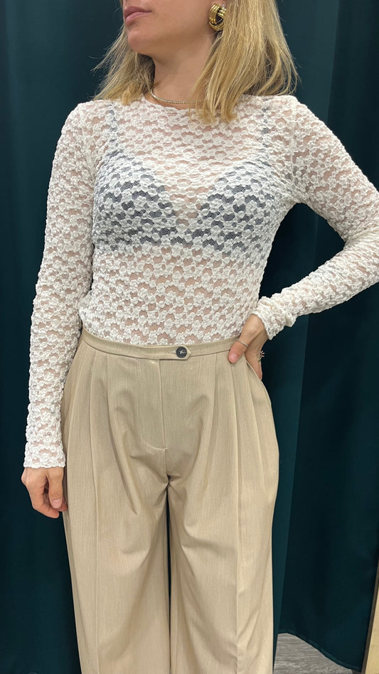 Maglia in Pizzo Panna