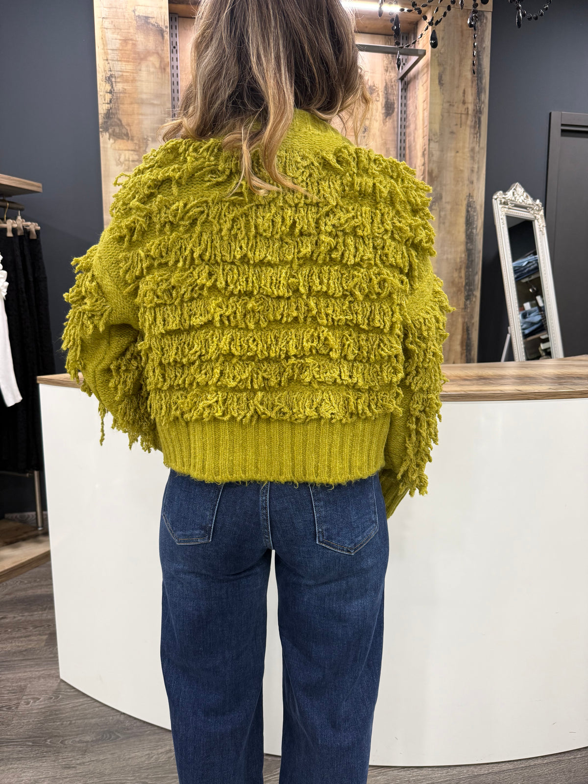 Cardigan Frange Lime Duda