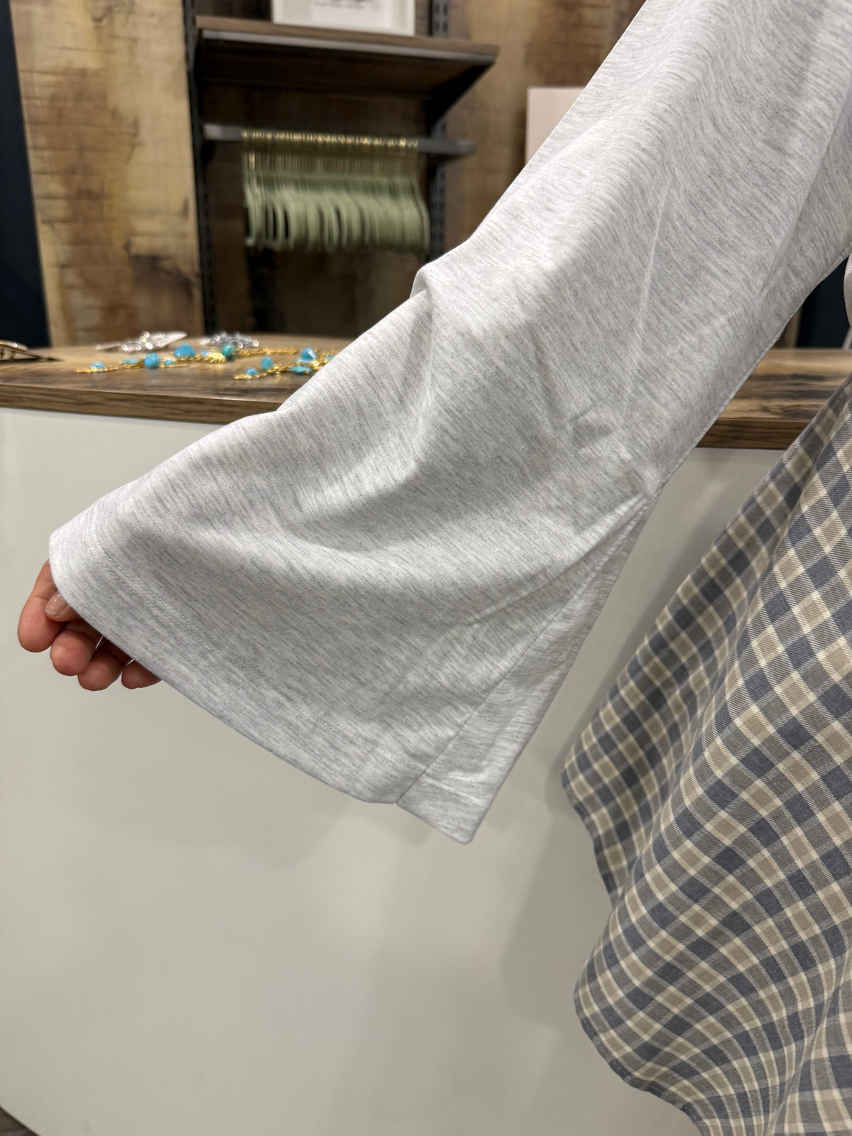 Maglia Vicolo Manica Ampia Grigio Chiaro