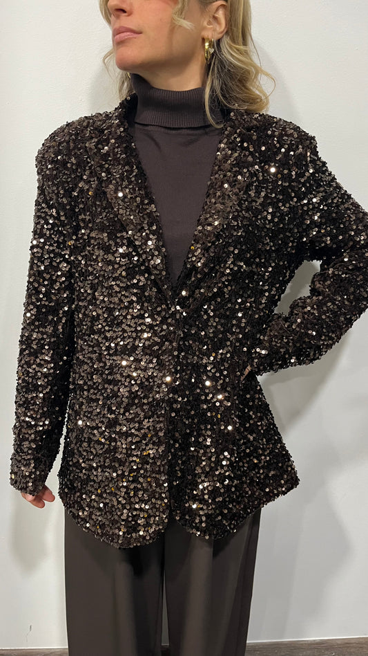 Giacca Paillettes Marrone