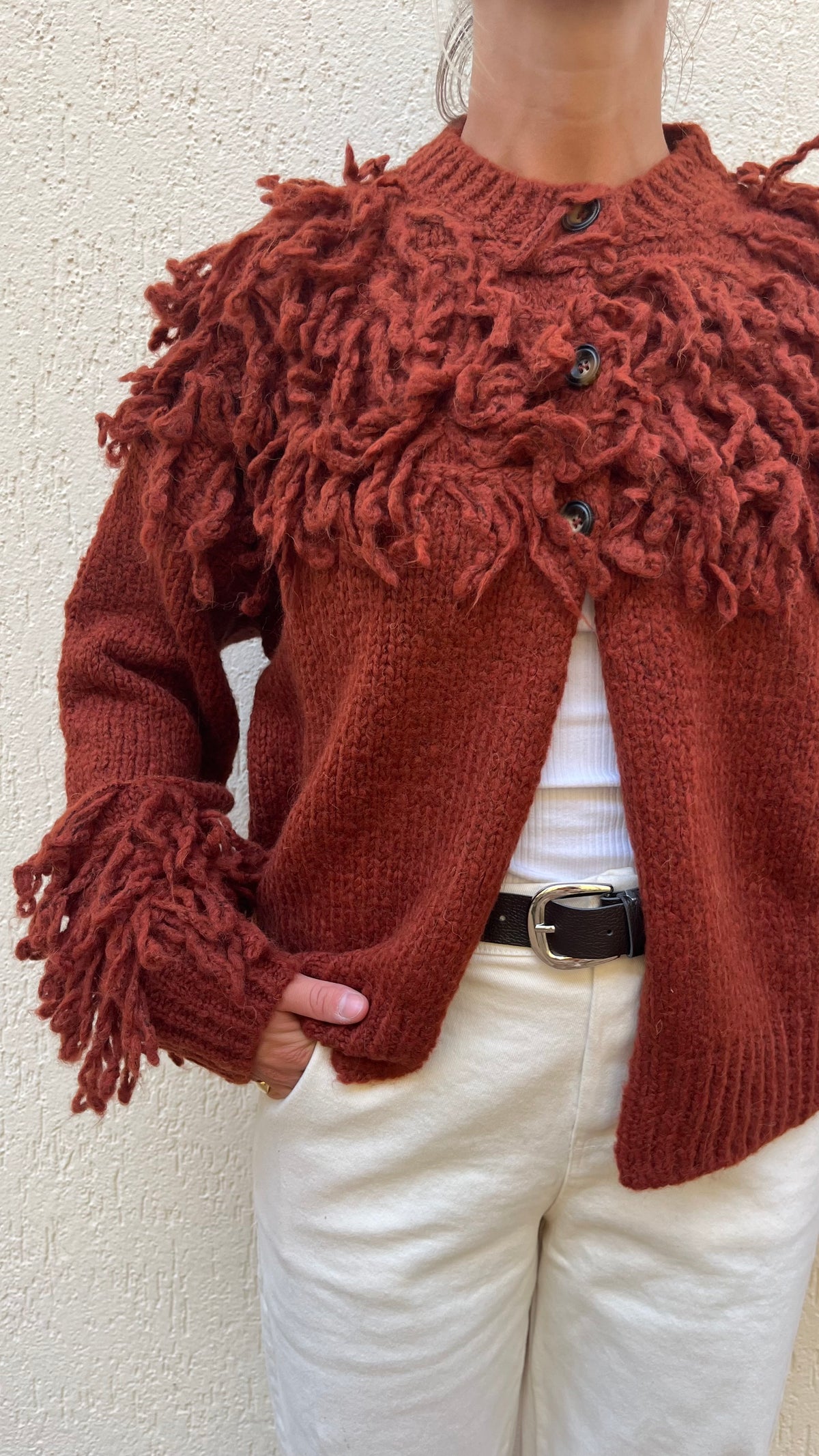 Cardigan Vicolo Frange Mattone