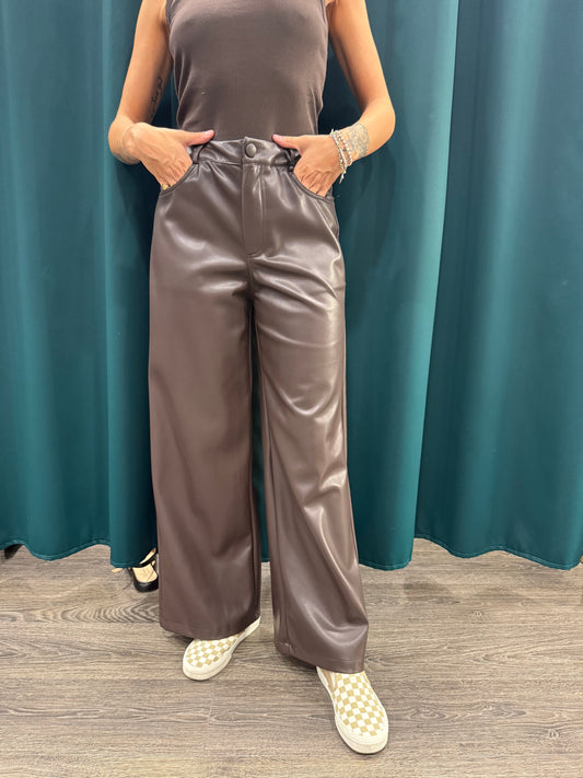 Pantaloni in ecopelle marroni Duda