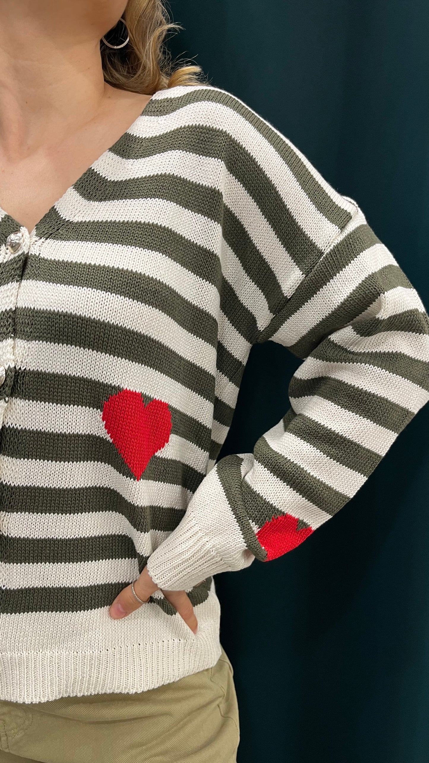 Cardigan Righe e Cuori