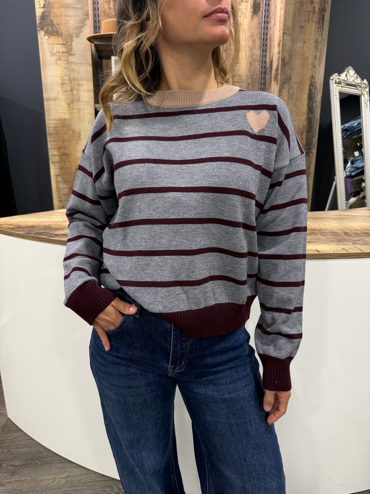 Maglione Duda Righe Cuore