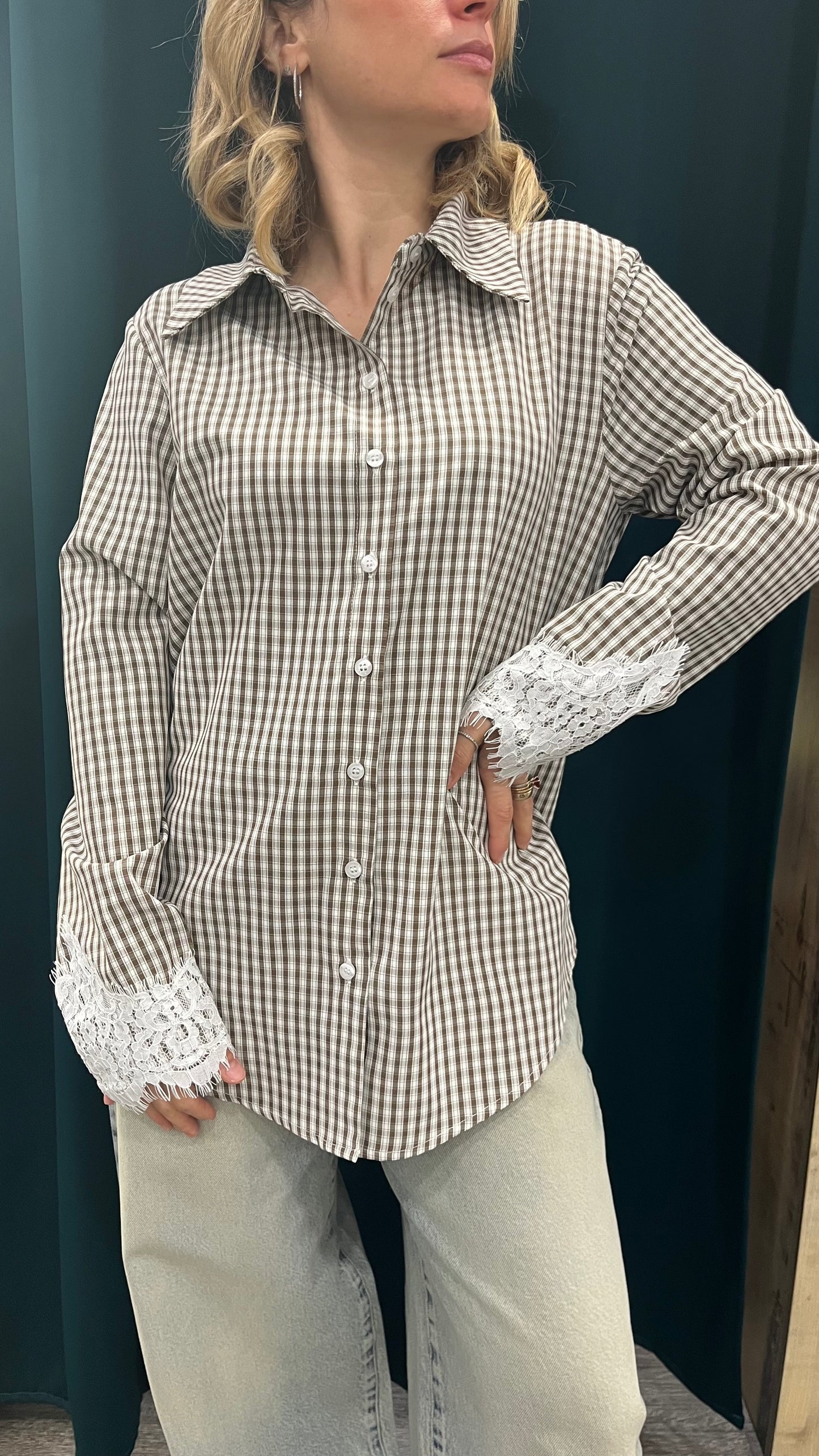 Camicia Quadri Con Pizzo Vicolo