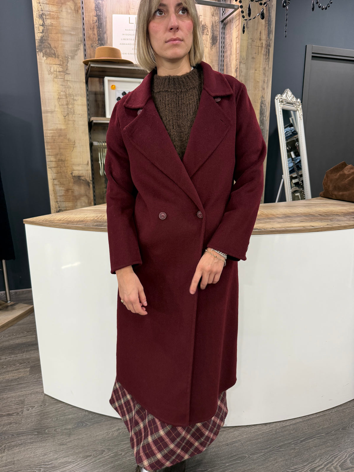 Cappotto Bordeaux Lana