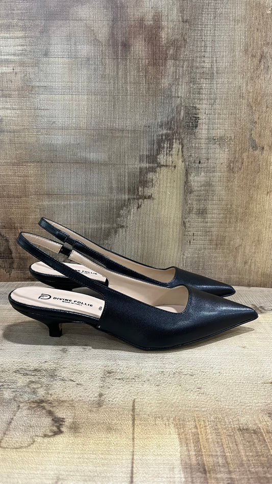 Ballerina Slingback Nero Pelle