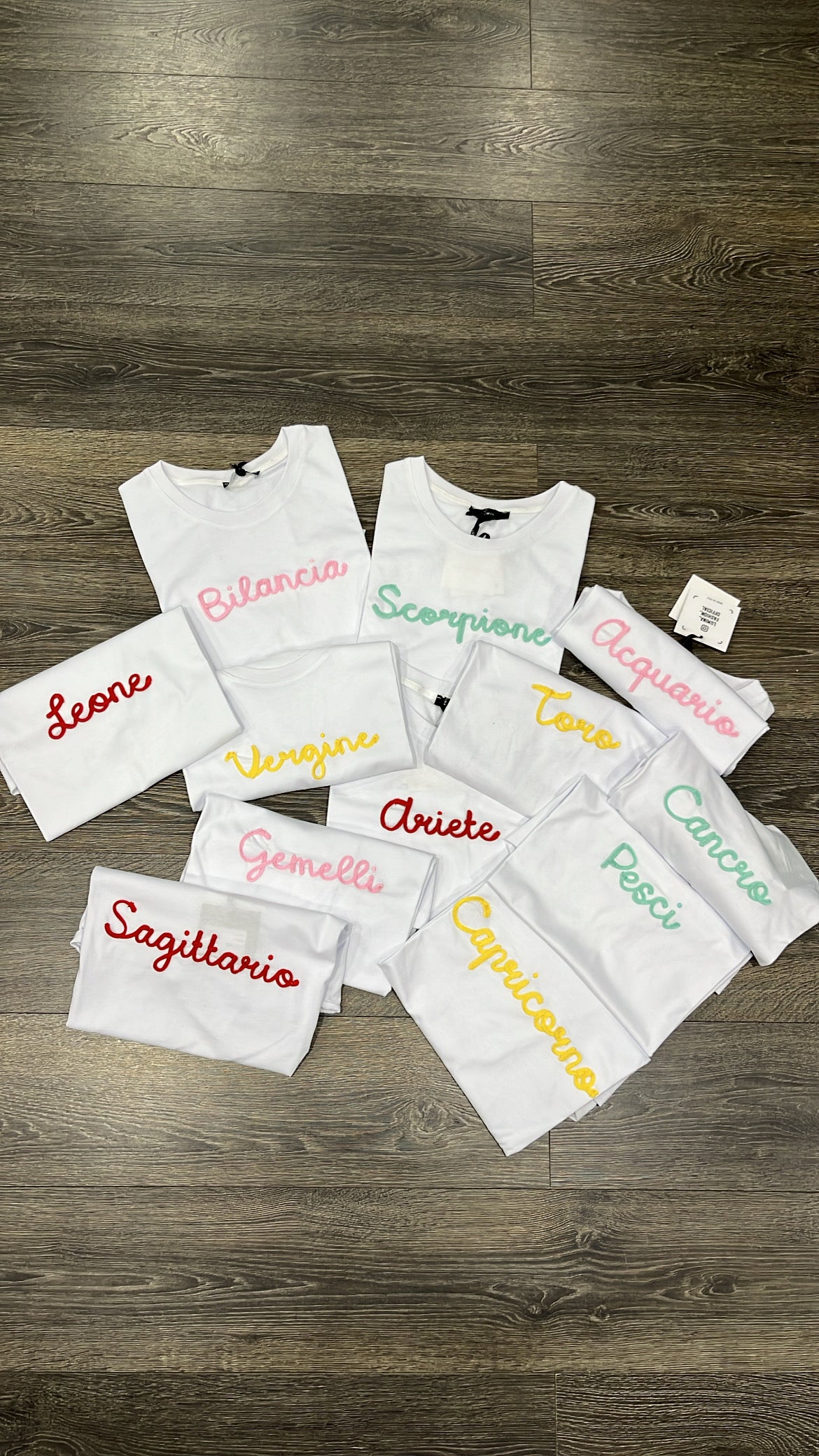 T-Shirt in Cotone con Segni Zodiacali