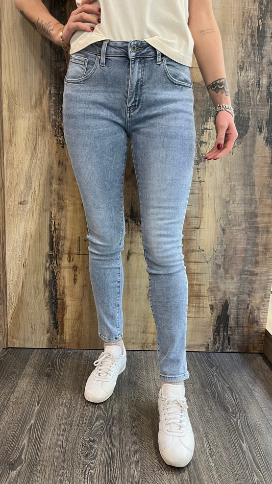 Jeans in Denim Vita Alta Chiari Skinny