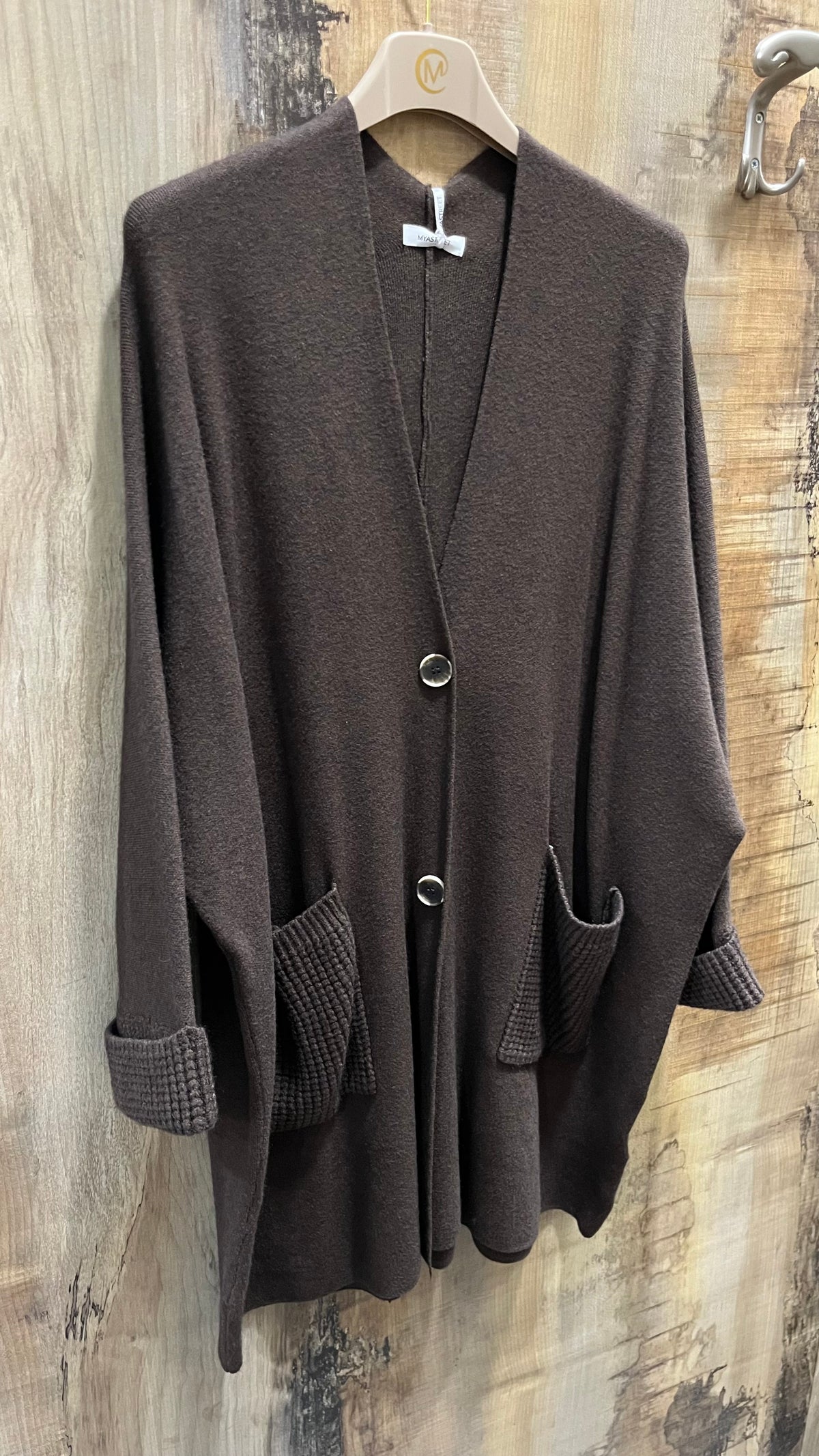 Cardigan Kimono Over con Tasche e Bottoni