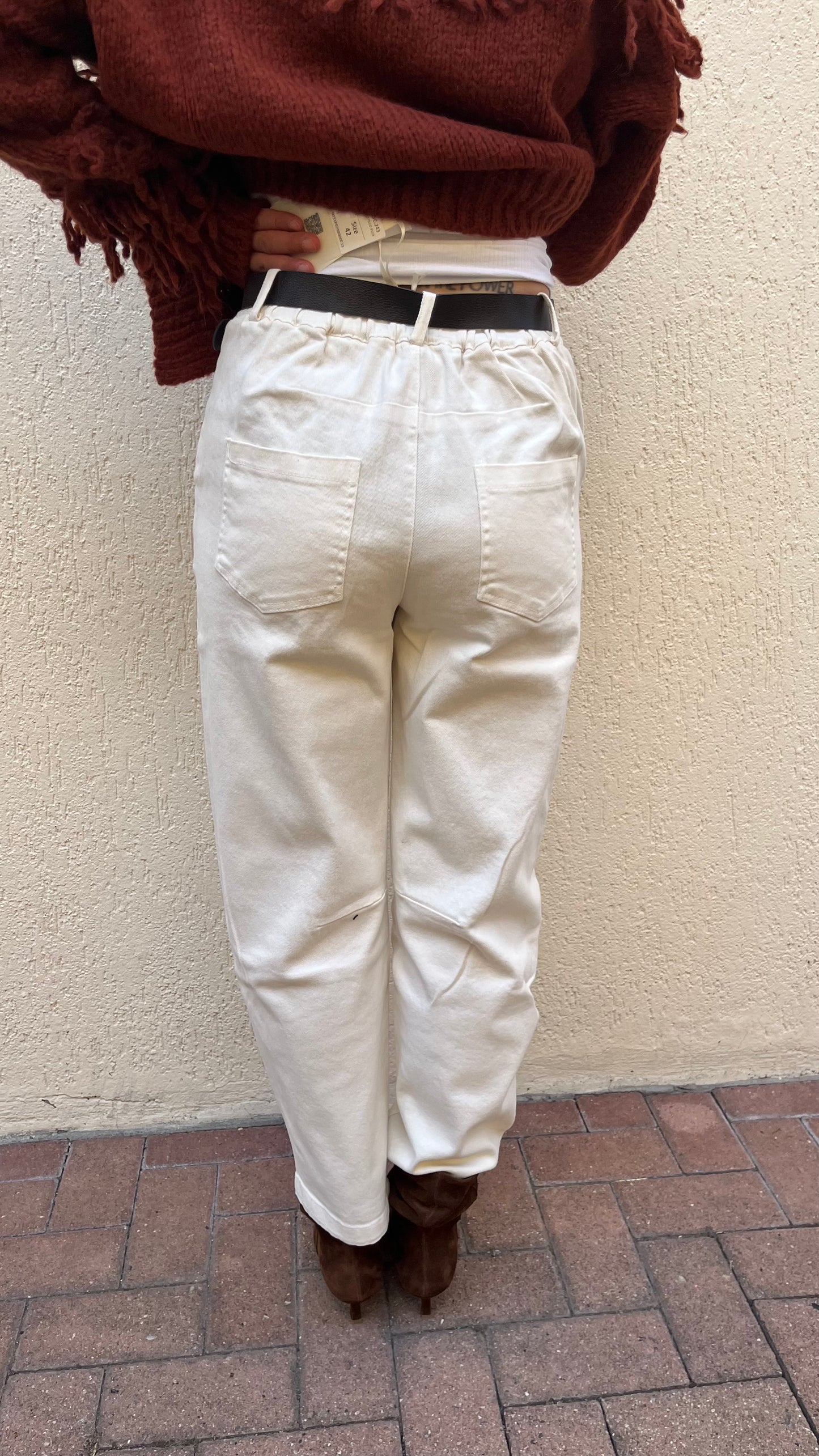Pantalone Barrel Kontatto Panna
