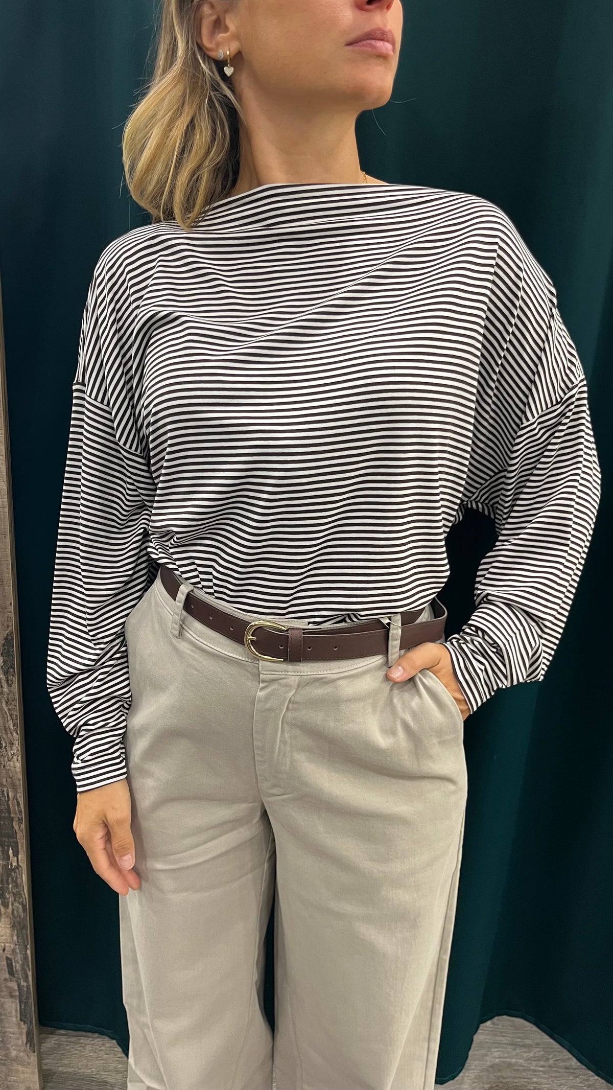 Maglia Righe Dixie Over Bianco Moro