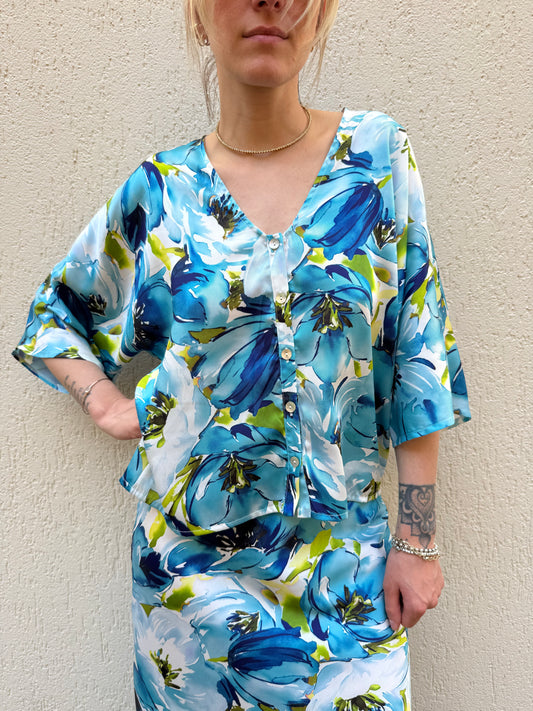Camicia Kimono Lila Fiori