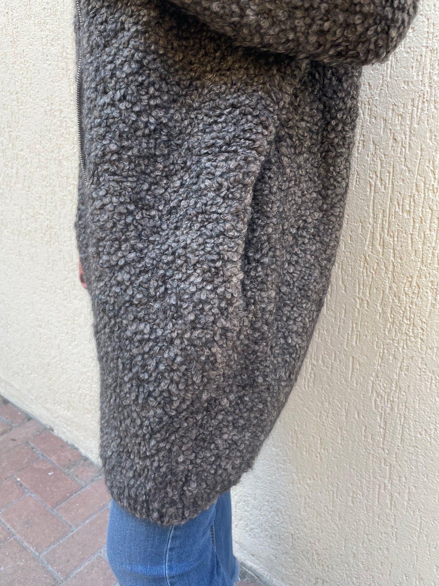 Cappotto Bouclè con Zip Kontatto Taglia Unica Con Tasche