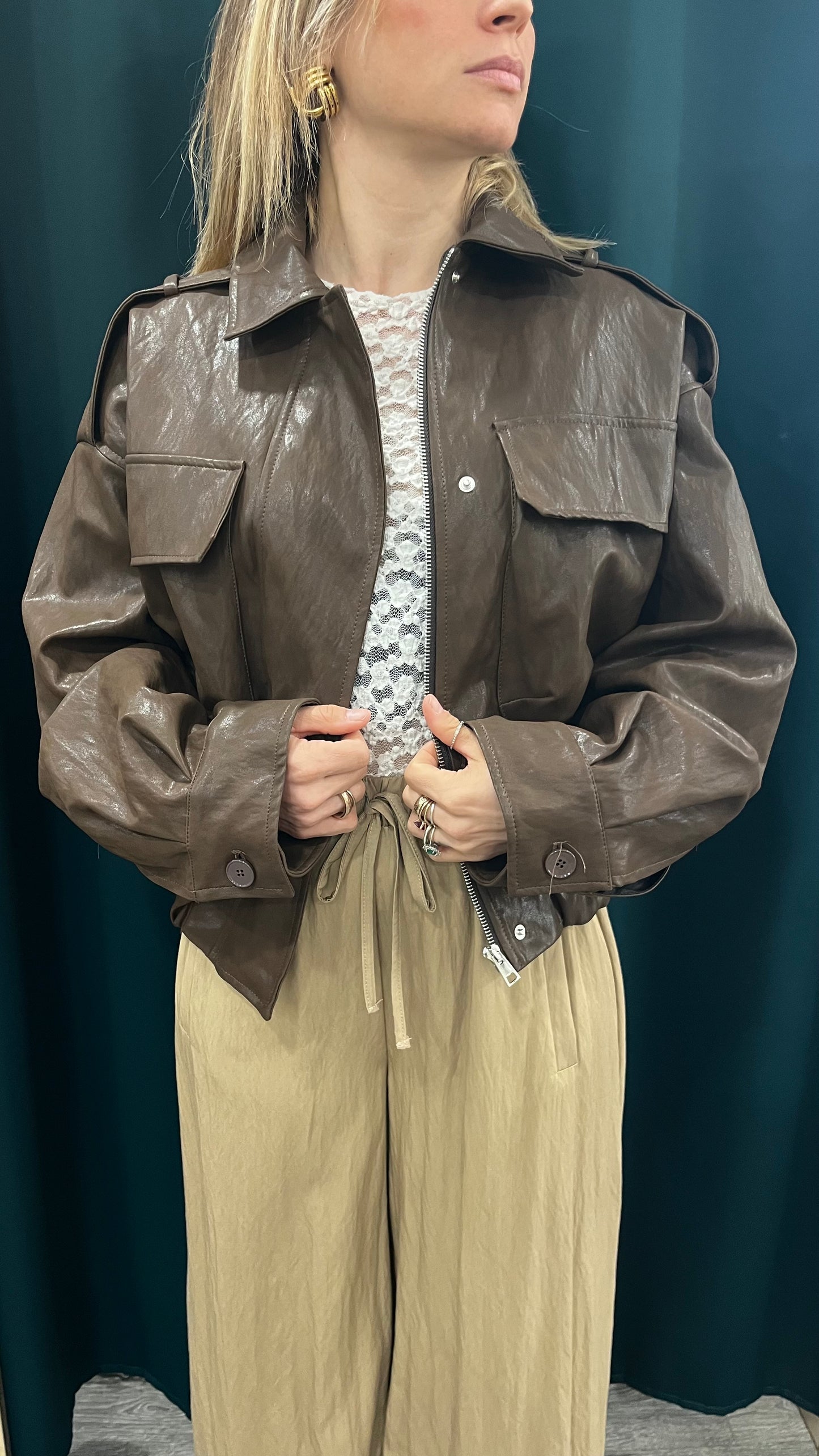 Giubbino Giacca Vicolo Eco Moro Oversize