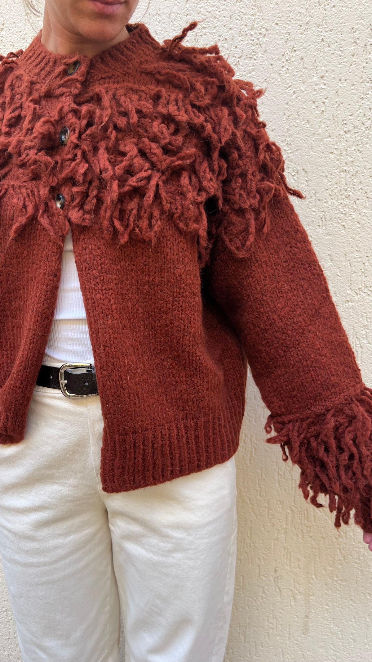 Cardigan Vicolo Frange Mattone
