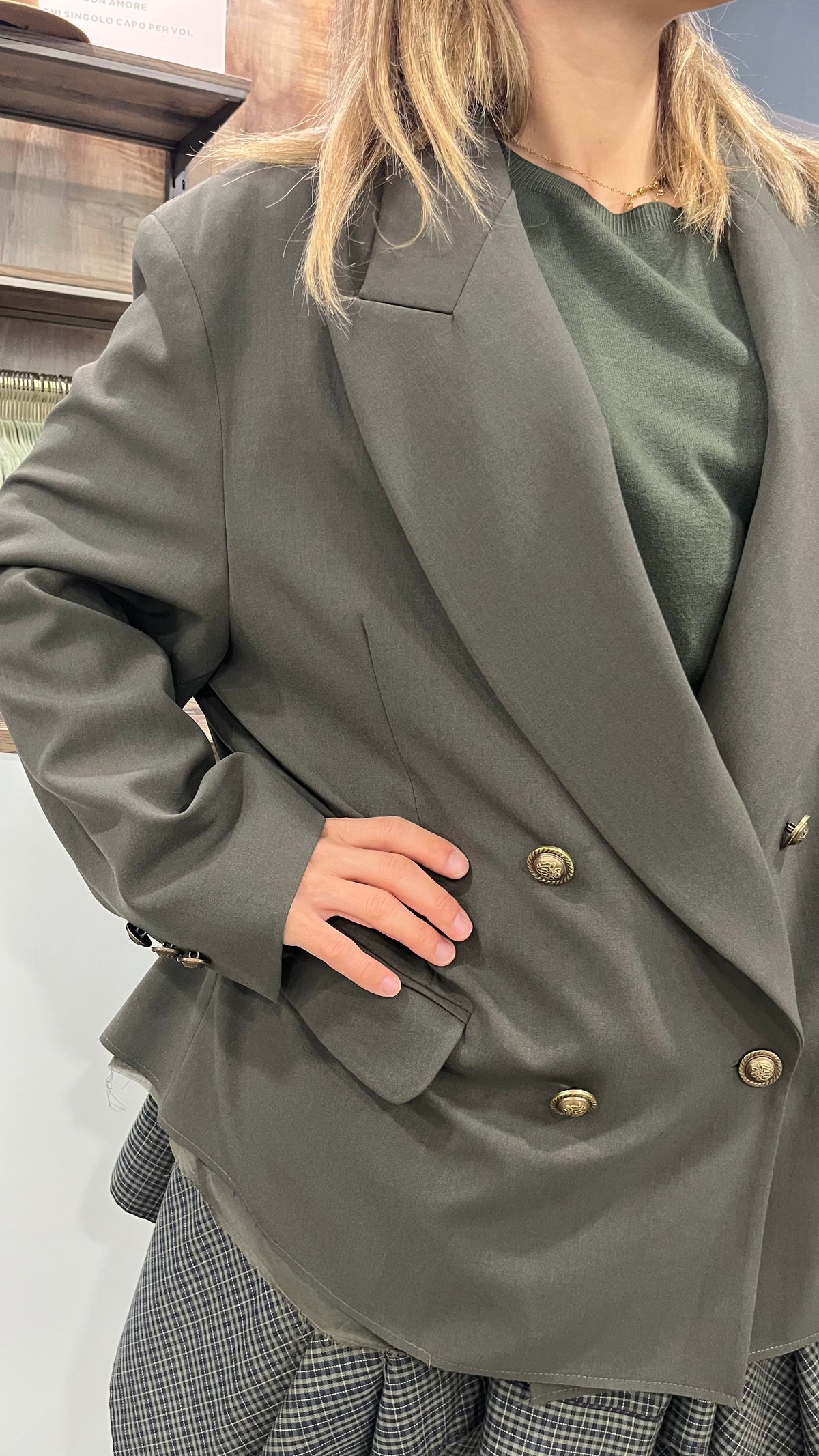 Giacca Vicolo Over Verde Militare Doppio Petto