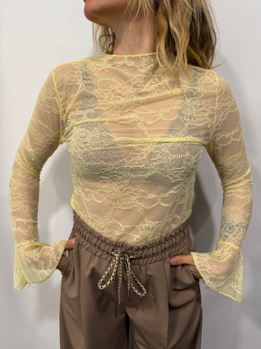 Maglia in Pizzo Giallo Pastello