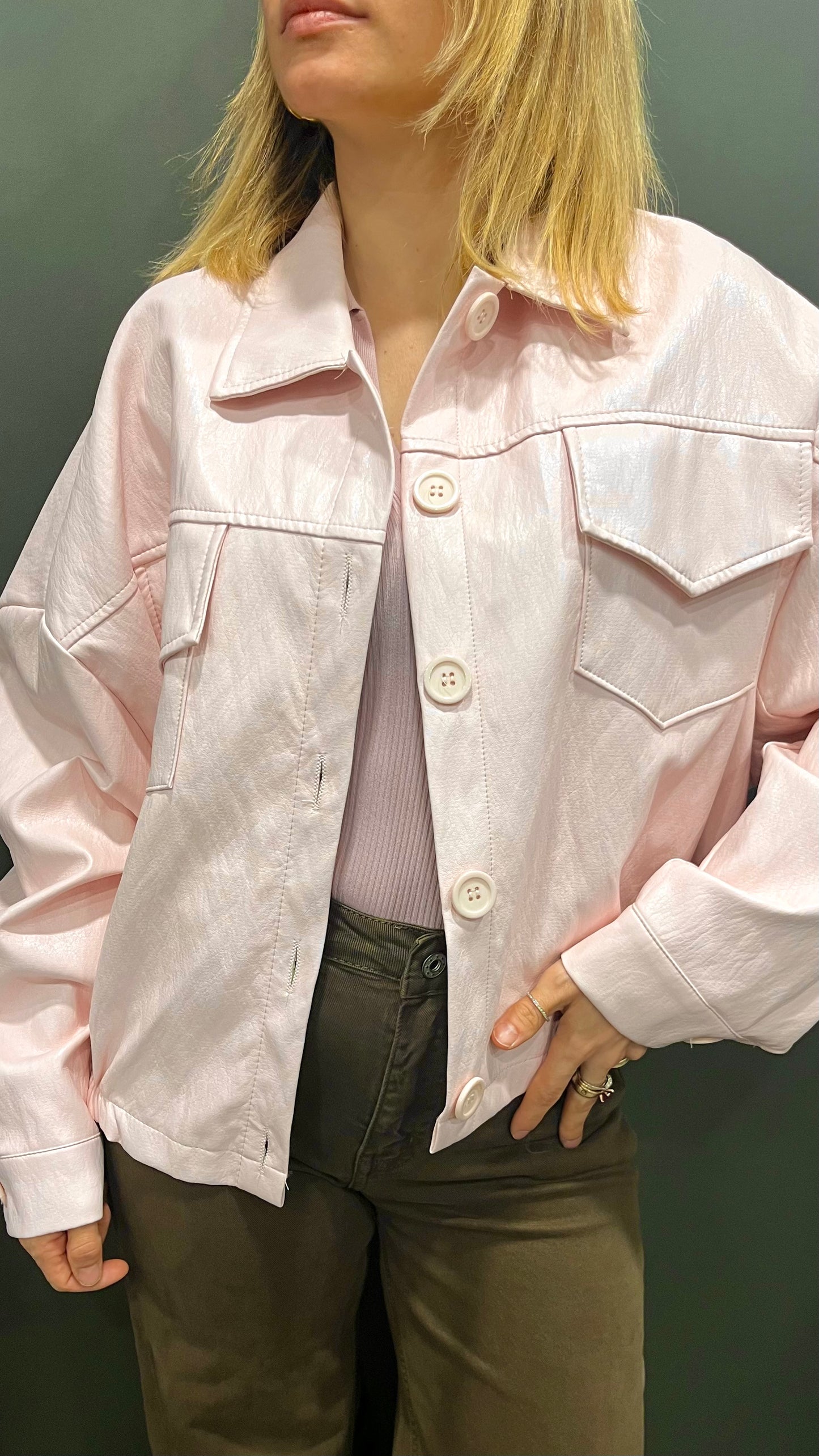 Giubbino Ecopelle Rosa Haveone