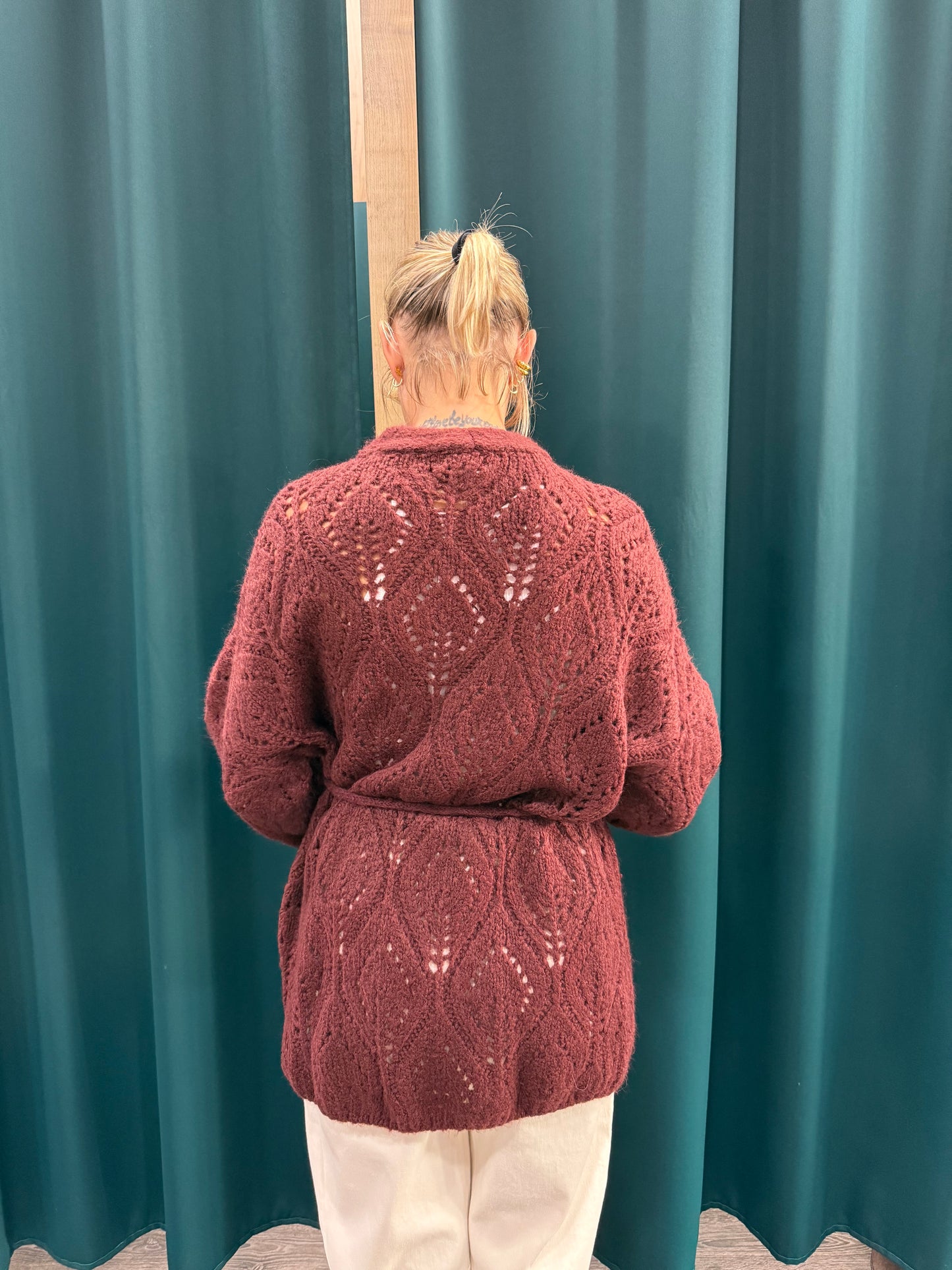 Cardigan Traforato Bordeaux