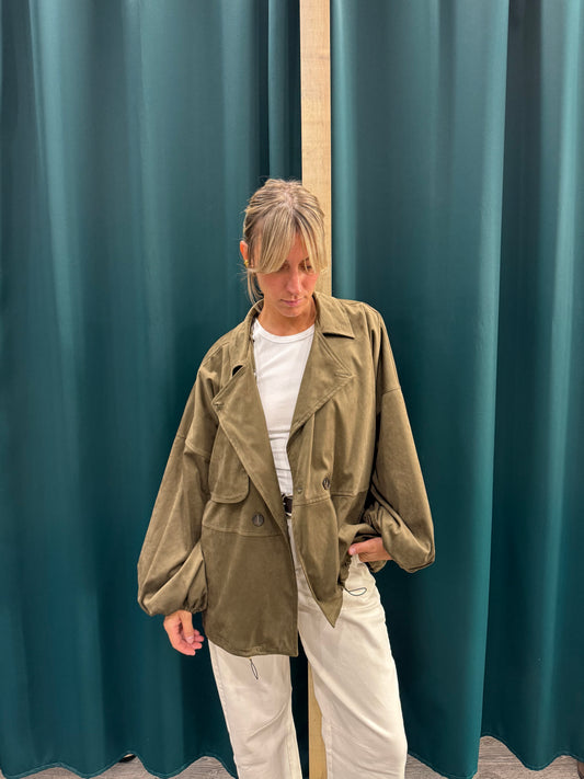 Giacca Giubbino in Suede Over Militare