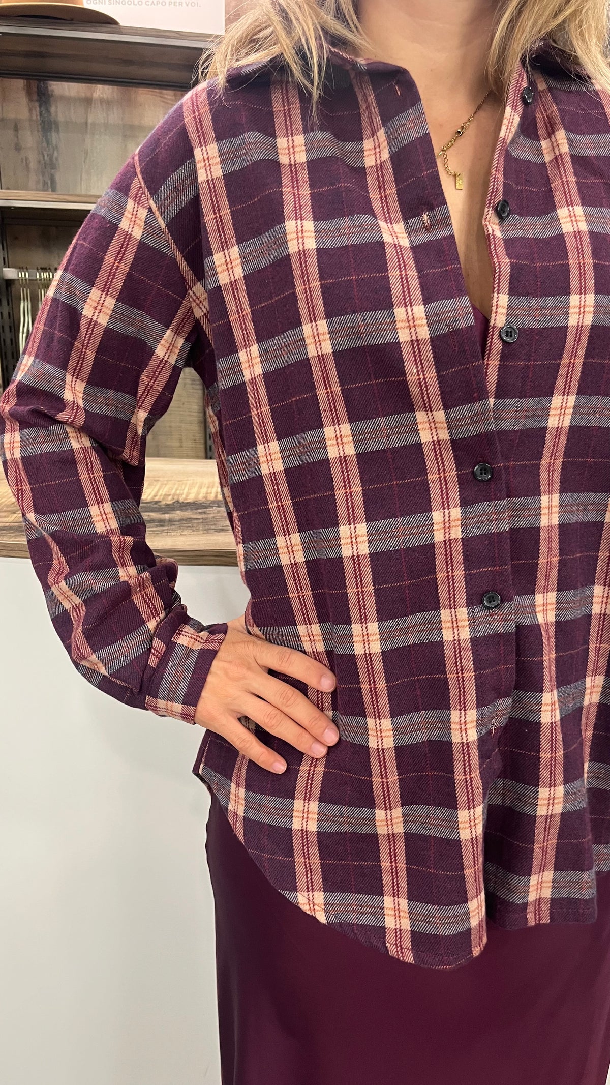 Camicia Check bordeaux