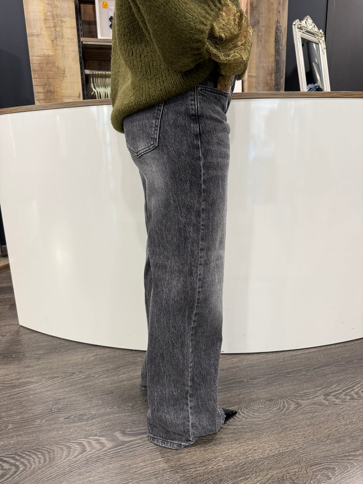 Jeans Palazzo Vita Alta Grigio